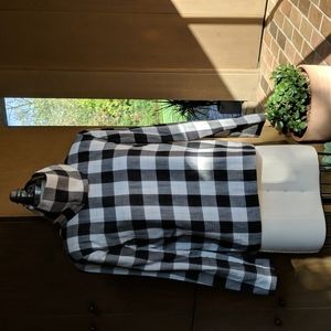 Tibi buffalo plaid shoulder pad top